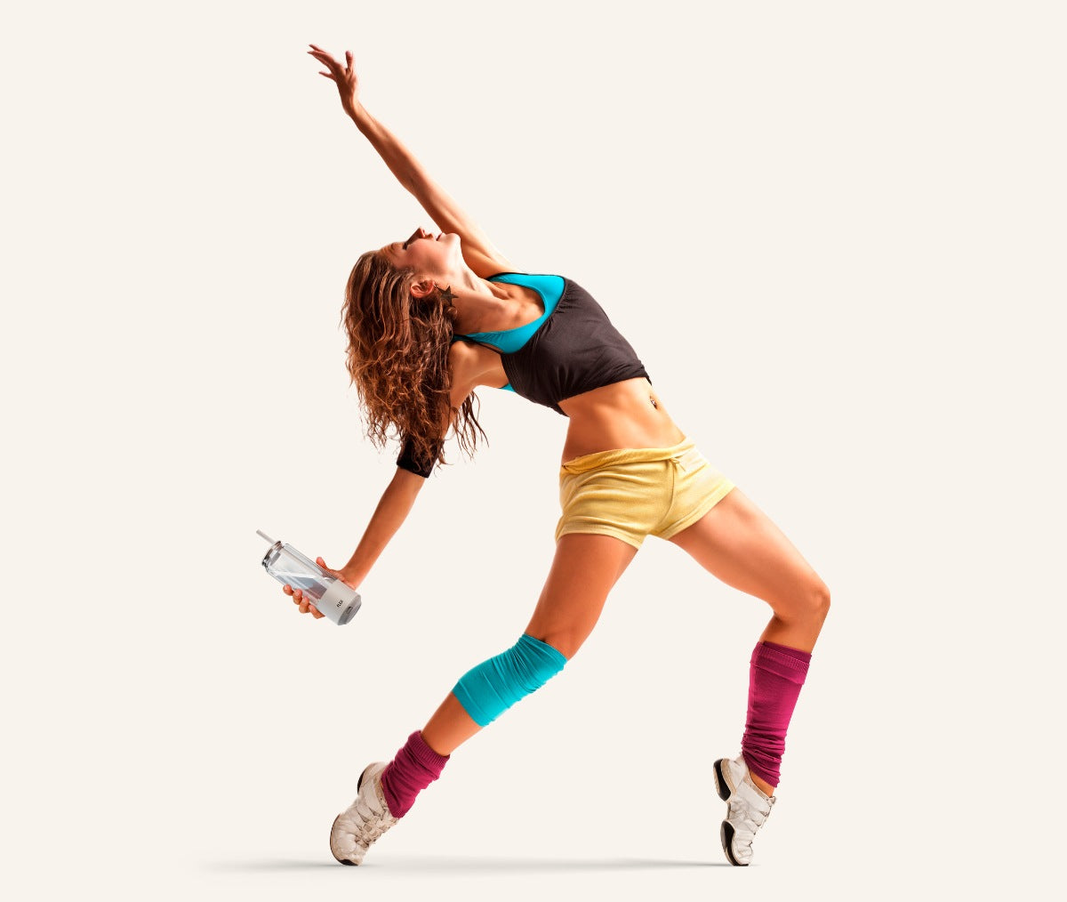 Woman dancing with flex bottle with freedom